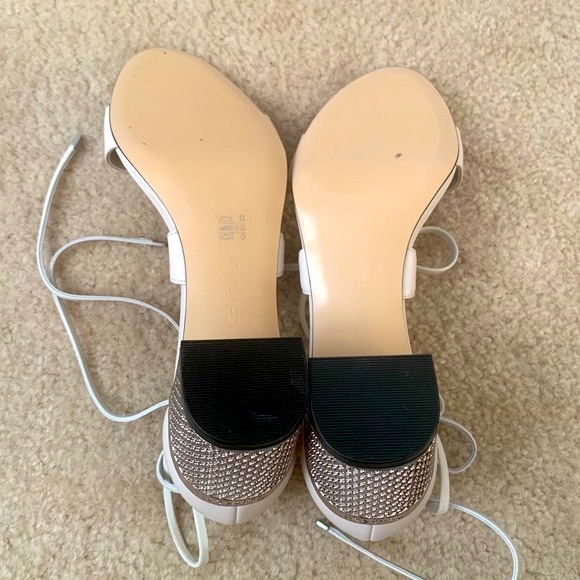 Calvin Klein Cream Leather Sandals With Metallic Heel - Picture 8 of 10